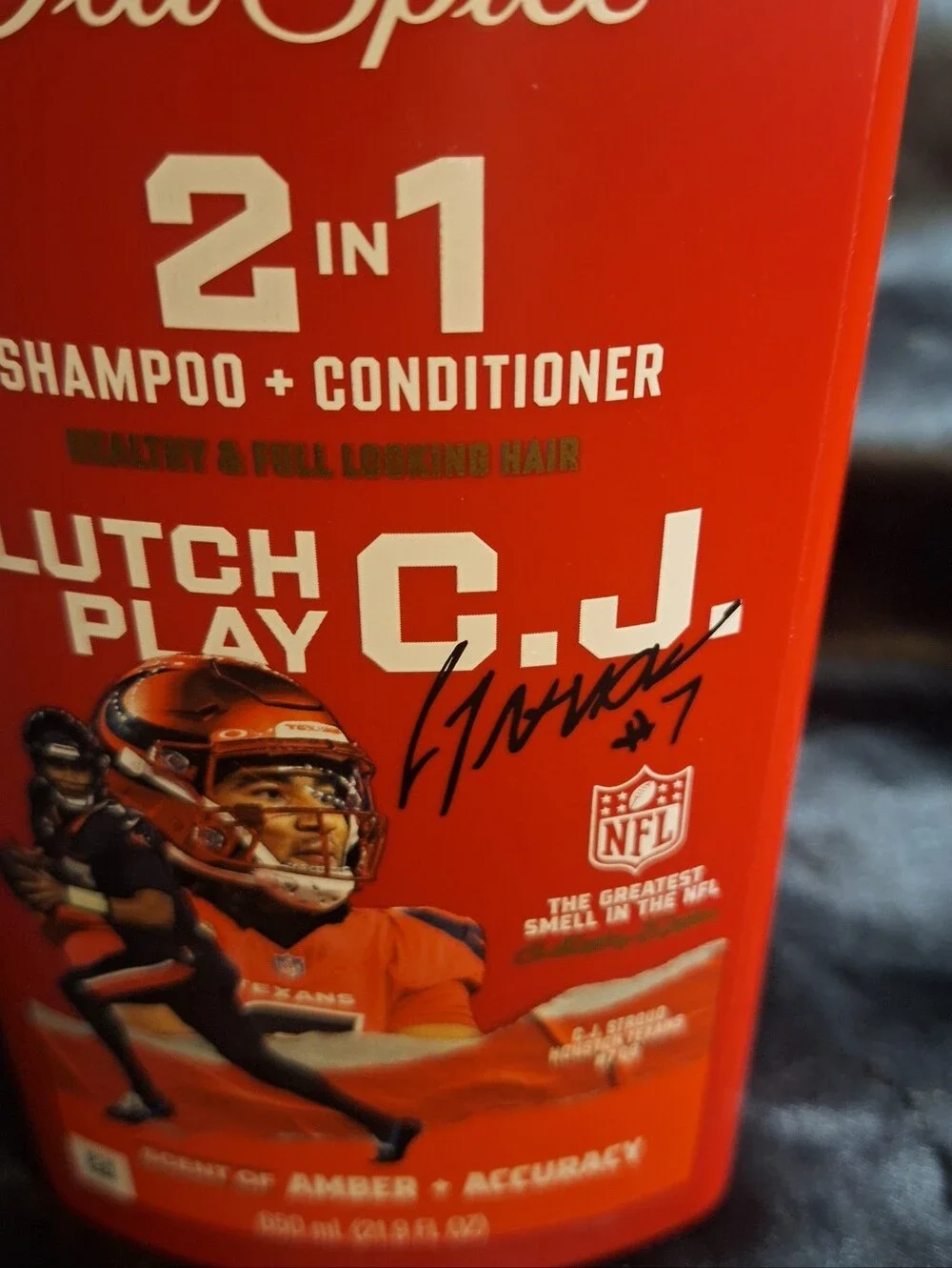 Old Spice Clutch Play~C.J. Stroud~2-in-1 Shampoo & Conditioner 21.9 oz~NFL~Texan